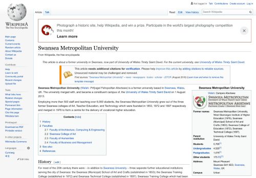 
                            7. Swansea Metropolitan University - Wikipedia
