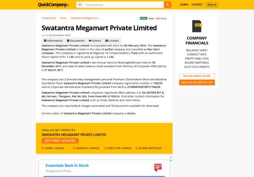 
                            9. Swatantra Megamart Private Limited - Company ... - QuickCompany
