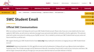
                            2. SWC Student Email - Southwestern College