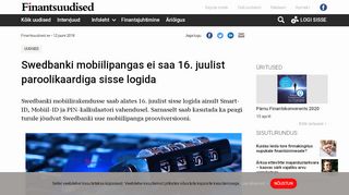 
                            4. Swedbanki mobiilipangas ei saa 16. juulist paroolikaardiga sisse logida