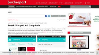 
                            12. Sweek: Wattpad auf Europäisch - buchreport