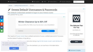 
                            6. Sweex Default Password, Login & IP List (updated ... - Router-Reset.com