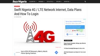 
                            2. Swift Nigeria 4G / LTE Network Internet, Data Plans and How To Login