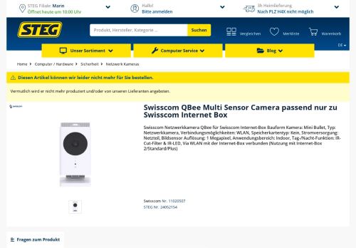 
                            8. Swisscom QBee Multi Sensor Camera passend nur zu Swisscom ...