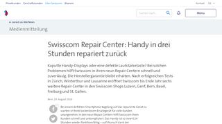 
                            4. Swisscom Repair Center: Handy in drei Stunden repariert zurück ...