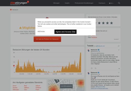 
                            10. Swisscom Störung? Aktuelle Störungen und Probleme | Allestörungen