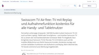 
                            7. Swisscom TV Air free: TV mit Replay und Aufnahmefunktion kostenlos ...