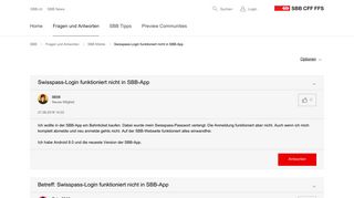 
                            3. Swisspass-Login funktioniert nicht in SBB-App - SBB CFF FFS ...