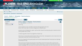 
                            7. Switch / Diablo 3 / Mitspieler / Kommunikation - 4Players.de Forum