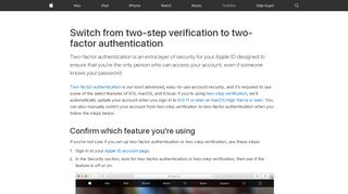 
                            2. Switch from two-step verification to two-factor authentication - Apple ...