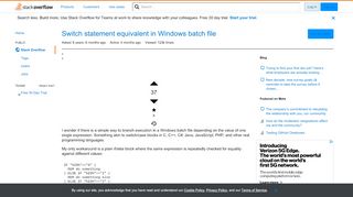 
                            6. Switch statement equivalent in Windows batch file - Stack Overflow