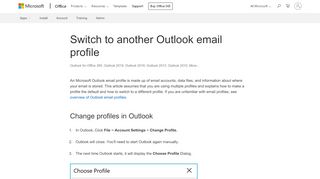 
                            2. Switch to another Outlook email profile - Outlook - Office Support