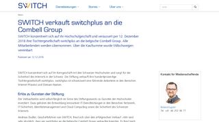 
                            6. SWITCH verkauft switchplus an die Combell Group - SWITCH
