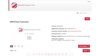 
                            11. SWITCHaai Federation - Metadata Explorer Tool - REFEDS