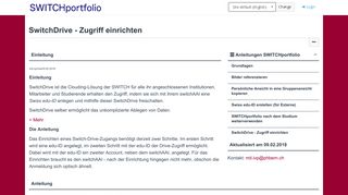 
                            2. SwitchDrive - Zugriff einrichten - SWITCHportfolio