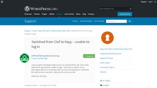 
                            6. Switched from Clef to Keyy – unable to log in | WordPress.org
