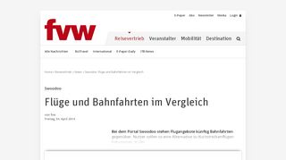 
                            13. Swoodoo: Flüge und Bahnfahrten im Vergleich - FVW.de