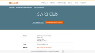 
                            9. SWR3 Club Hotline, Anschrift, Faxnummer und E-Mail - Aboalarm