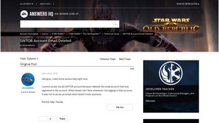 
                            11. SWTOR Account Email Deleted. - Answer HQ