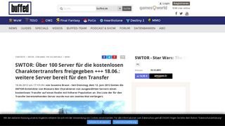 
                            10. SWTOR: Über 100 Server für die kostenlosen Charaktertransfers ...