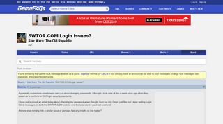 
                            12. SWTOR.COM Login Issues? - Star Wars: The Old Republic Message ...