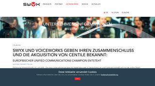 
                            12. Swyx und Voiceworks geben ihren Zusammenschluss und die ...