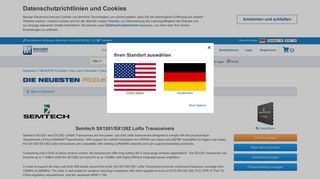 
                            10. SX1261/SX1262 LoRa Transceivers - Semtech | Mouser Deutschland