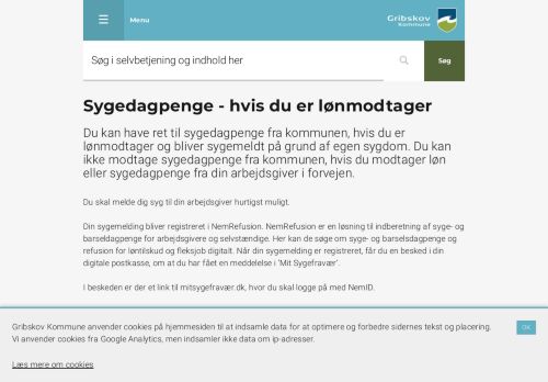 
                            12. Sygedagpenge hvis du er lønmodtager - Gribskov Kommune