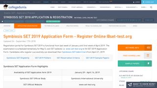 
                            11. Symbiosis SET 2019 Application Form - Register Online @set-test.org
