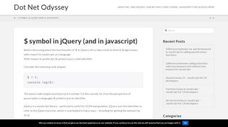 
                            7. $ symbol in jQuery (and in javascript) - Dot Net Odyssey