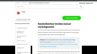 
                            3. Symbolleisten werden immer zurückgesetzt | Hilfe zu Firefox