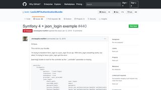 
                            5. Symfony 4 + json_login exemple · Issue #440 · lexik ... - GitHub