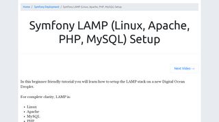 
                            9. Symfony LAMP (Linux, Apache, PHP, MySQL) Setup