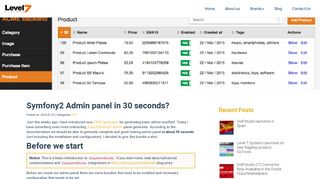 
                            11. Symfony2 Admin panel in 30 seconds? - Level 7 Systems