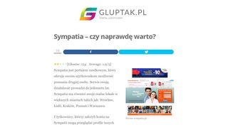
                            4. Sympatia - opinie Plus Skargi. Warto założyć konto w 2019? - Gluptak.pl