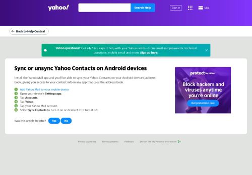 
                            3. Sync or unsync Yahoo Contacts on Android devices | Yahoo Help ...