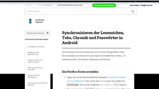 
                            1. Synchronisieren der Lesezeichen, Tabs, Chronik ... - Mozilla Support