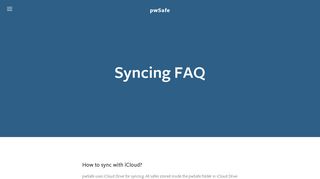 
                            11. Syncing FAQ — pwSafe