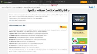 
                            6. Syndicate Bank Credit Card Eligibility - Check Eligibility Criteria ...