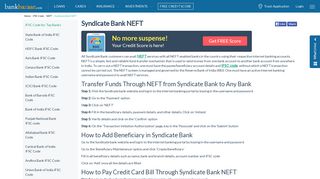 
                            10. Syndicate Bank NEFT - Online Money Transfer, Timing, Benefits ...
