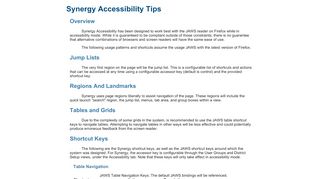 
                            8. Synergy Accessibility Tips