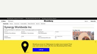 
                            11. Synergy Worldwide Inc.: Private Company Information - Bloomberg