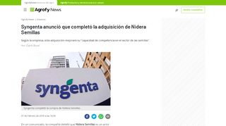 
                            8. Syngenta anunció que completó la adquisición de Nidera Semillas