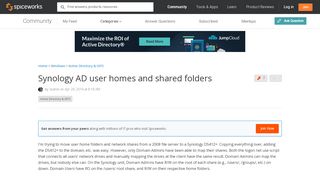 
                            13. Synology AD user homes and shared folders - Spiceworks Community