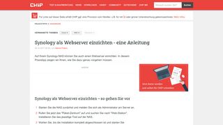 
                            11. Synology als Webserver einrichten - eine Anleitung - CHIP