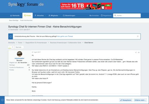 
                            5. Synology Chat für internen Firmen Chat - Keine Benachrichtigungen ...