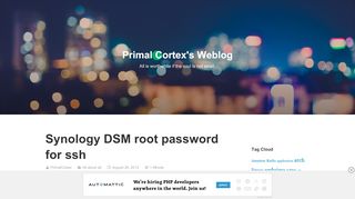 
                            7. Synology DSM root password for ssh – Primal Cortex's Weblog
