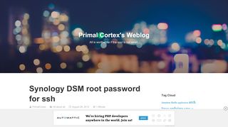 
                            11. Synology DSM root password for ssh – Primal Cortex's Weblog