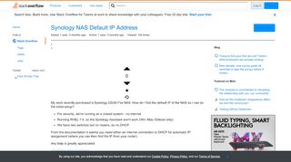 
                            10. Synology NAS Default IP Address - Stack Overflow
