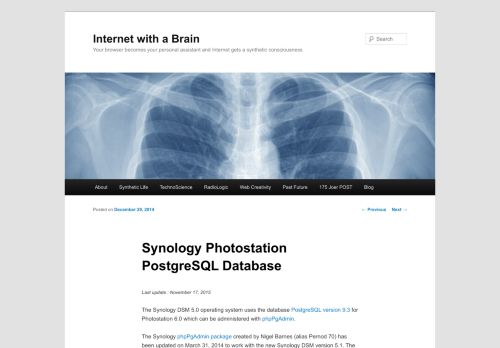
                            11. Synology Photostation PostgreSQL Database | Internet with a Brain